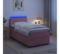 vidaXL Letto box spring con materasso Rosa 100 x 200 cm Velluto