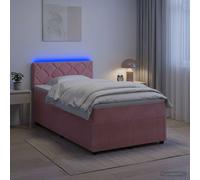 vidaXL Letto a molle, con materasso e testiera, rosa, 120 x 190 cm, velluto | Regola l'illuminazione