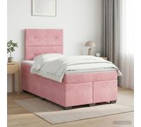 vidaXL Letto a molle, con materasso con testiera, rosa, 120 x 190 cm, in velluto, per camera da letto, design moderno, in velluto, testiera regolabile, materasso a rigidità media, per un sonno
