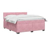 vidaXL Letto box spring con materasso Rosa 140 x 190 cm Velluto