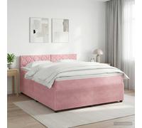 vidaXL Letto box spring con materasso Rosa 140 x 190 cm Velluto