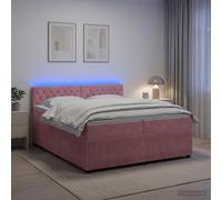 vidaXL Letto boxspring con materasso, 200 x 200 cm, colore: Rosa