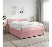 vidaXL Letto boxspring con materasso rosa, 200 x 200 cm, in velluto, letto moderno, con testiera regolabile, velluto, confortevole, mobile salvaspazio elegante per la camera da letto