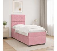 vidaXL Letto a molle, con materasso con testiera, rosa, 90 x 200 cm, in velluto, per camera da letto, design moderno, in velluto, testiera regolabile, materasso a rigidità media, per un sonno