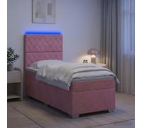 vidaXL Letto box spring con materasso Rosa 90 x 200 cm Velluto