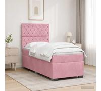 vidaXL Letto box spring con materasso Rosa 90 x 200 cm Velluto
