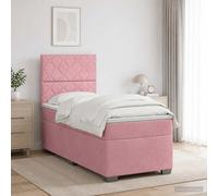 vidaXL Letto box spring con materasso Rosa 90 x 200 cm Velluto