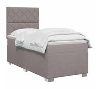 vidaXL Letto box spring con materasso Tortora 100 x 200 cm Tessuto | Le gambe possono essere regolate in altezza fino a 10 cm, strisce LED integrate, rimovibili e lavabili