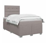 vidaXL Letto box spring con materasso Tortora 120 x 200 cm Tessuto | Le gambe possono essere regolate in altezza fino a 10 cm, strisce LED integrate, rimovibili e lavabili