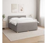 vidaXL Letto box spring con materasso Tortora 180 x 200 cm Tessuto, Letto moderno, testiera regolabile, telaio imbottito, materasso medio solido, stile e comfort
