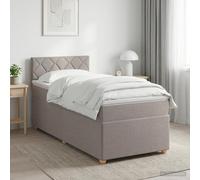 Letto box spring con materasso Tortora 90 x 190 cm Tessuto