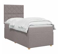 vidaXL Letto box spring con materasso Tortora 90 x 190 cm Tessuto | Offre un supporto perfettamente bilanciato, adattabile all'altezza desiderata, illuminazione USB pratica e a risparmio