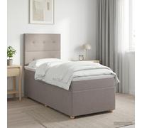 vidaXL Letto a molle con materasso con testiera, colore tortora, 90 x 200 cm, in tessuto, arredo moderno per camera da letto, letto a molle, telaio regolabile, materasso comodo, soluzione per dormire