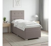 vidaXL Letto a molle con materasso con testiera, colore tortora, 90 x 200 cm, in tessuto, mobili per camera da letto, design moderno, telaio regolabile, comfort per il sonno per la tua casa