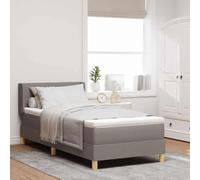 vidaXL Letto Box Spring con materasso tortora, 90 x 200 cm, testiera regolabile e rivestimento removibile. Design moderno con struttura in schiuma ad alta densità. Ideale per la tua camera da letto,
