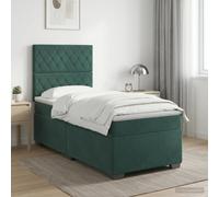 vidaXL Letto box spring con materasso Verde Scuro 100 x 200 cm Velluto