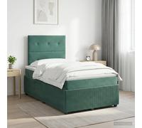 vidaXL Letto box spring con materasso Verde Scuro 120 x 190 cm Velluto