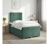 vidaXL Letto box spring con materasso Verde Scuro 120 x 190 cm Velluto