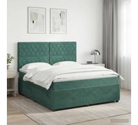 vidaXL Letto a molle con materasso verde scuro, 140 x 190 cm, in velluto, per camera da letto moderna, letto a molle, regolabile con materasso, telaio di design, sonno confortevole per la casa