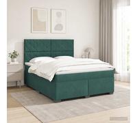 vidaXL Letto box spring con materasso Verde Scuro 140 x 190 cm Velluto