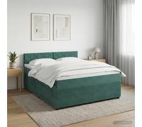 vidaXL Letto box spring con materasso Verde Scuro 140 x 190 cm Velluto