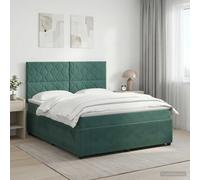 vidaXL Letto box spring con materasso Verde Scuro 160 x 200 cm Velluto