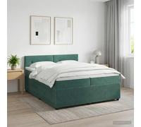 vidaXL Letto box spring con materasso Verde Scuro 200 x 200 cm Velluto