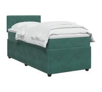 vidaXL Letto box spring con materasso Verde Scuro 80 x 200 cm Velluto, Letto box moderno per camera, testiera comoda e regolabile, in velluto, arredo salvaspazio elegante
