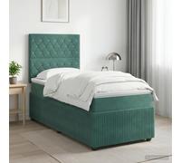 vidaXL Letto box spring con materasso Verde Scuro 90 x 190 cm Velluto