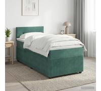 vidaXL Letto box spring con materasso Verde Scuro 90 x 200 cm Velluto