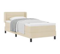 vidaXL Letto Box Spring con testiera Regolabile in Crema, Misura 90 x 190 cm. Design Moderno, Rivestimento Removibile e Schiuma ad Alta densità. Set Completo per la Camera da Letto, con Struttura PE