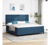 vidaXL Letto Box Spring di con materasso e luce LED in blu navy, 200 x 200 cm, in tessuto, ideale per la tua camera. Comodo e dal design moderno, perfetto per riporre oggetti.