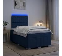 vidaXL Letto Box Spring LED con Materasso Blu 120 x 190 cm Tessuto
