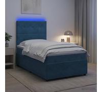 vidaXL Letto Box Spring LED con Materasso Blu 120 x 190 cm Velluto