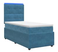 Letto Box Spring LED con Materasso Blu 80 x 200 cm Velluto
