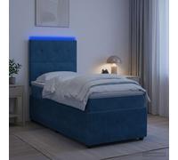 vidaXL Letto Box Spring LED con Materasso Blu 90 x 190 cm Velluto