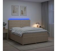vidaXL Letto Box Spring LED con Materasso Crema 180 x 200 cm Tessuto