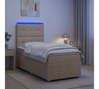 vidaXL Letto Box Spring LED con Materasso Crema 90 x 190 cm Tessuto