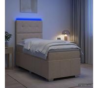 vidaXL Letto Box Spring LED con Materasso Crema 90 x 200 cm Tessuto