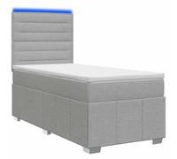 Letto Box Spring LED con Materasso Grigio Chiaro 80 x 200 cm