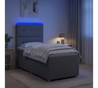 vidaXL Letto Box Spring LED con Materasso Grigio Chiaro 80 x 200 cm