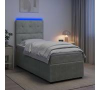vidaXL Letto Box Spring LED con Materasso Grigio Chiaro 90 x 190 cm