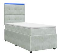 vidaXL Letto Box Spring LED con Materasso Grigio Chiaro 90 x 200 cm