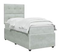 Letto Box Spring LED con Materasso Grigio Chiaro 90 x 200 cm