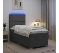 vidaXL Letto Box Spring LED con Materasso Grigio Scuro 80 x 200 cm