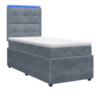 Letto Box Spring LED con Materasso Grigio Scuro 90 x 190 cm