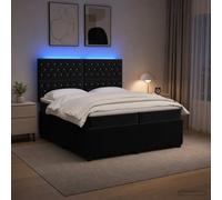 vidaXL Letto Box Spring LED con Materasso Nero 200 x 200 cm Velluto