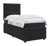 vidaXL Letto Box Spring LED con Materasso Nero 80 x 200 cm Velluto | La striscia LED integrata garantisce un'atmosfera fresca nella camera da letto, facile accesso allo spazio sotto il letto,