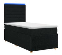 Letto Box Spring LED con Materasso Nero 90 x 190 cm Tessuto