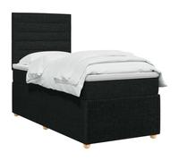 Letto Box Spring LED con Materasso Nero 90 x 190 cm Tessuto